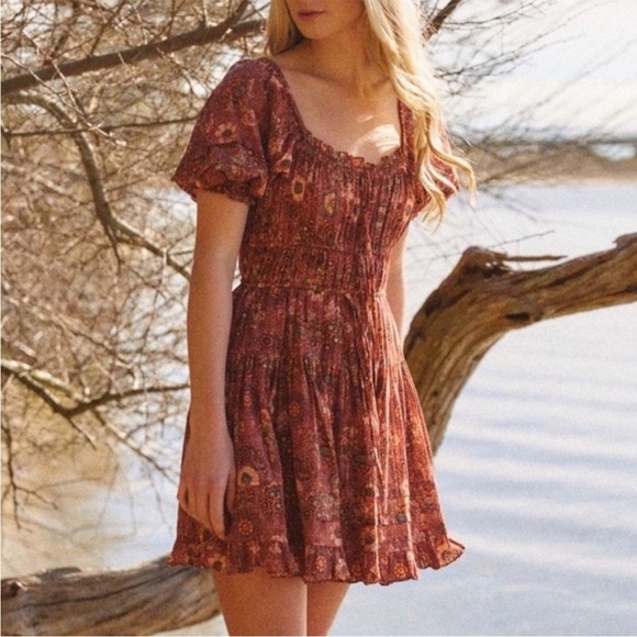 Ulla Johnson Rosebud Juniper Floral Puff Sleeve Square Neck Mini Dress Size 4